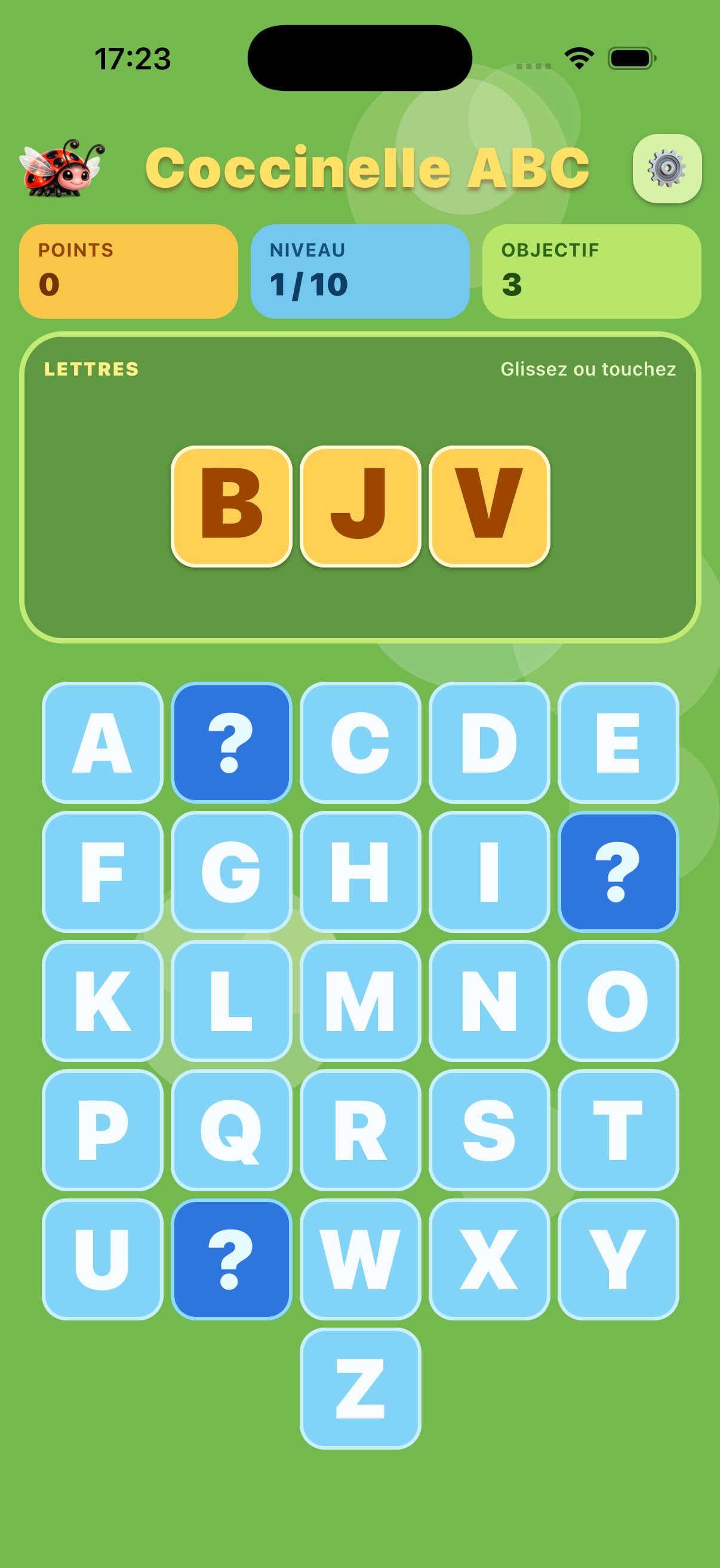 Ladybug ABC gameplay screen